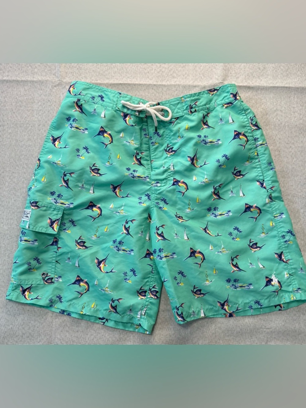 Polo by Ralph Lauren Teal Marlin & Sailboat Swim Trunks